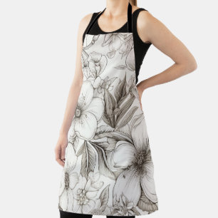 Vintage Floral Sepia Pattern (11) Apron