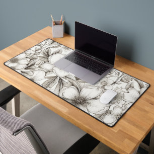Vintage Floral Sepia Pattern (11) Desk Mat
