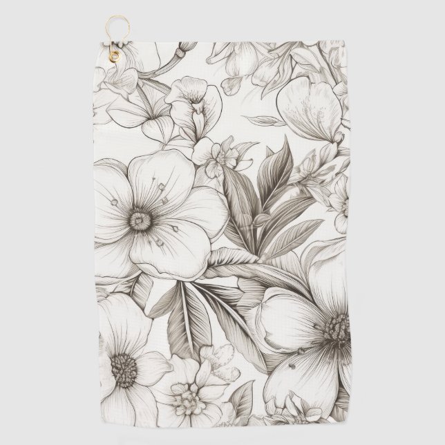 Vintage Floral Sepia Pattern (11) Golf Towel (Front)