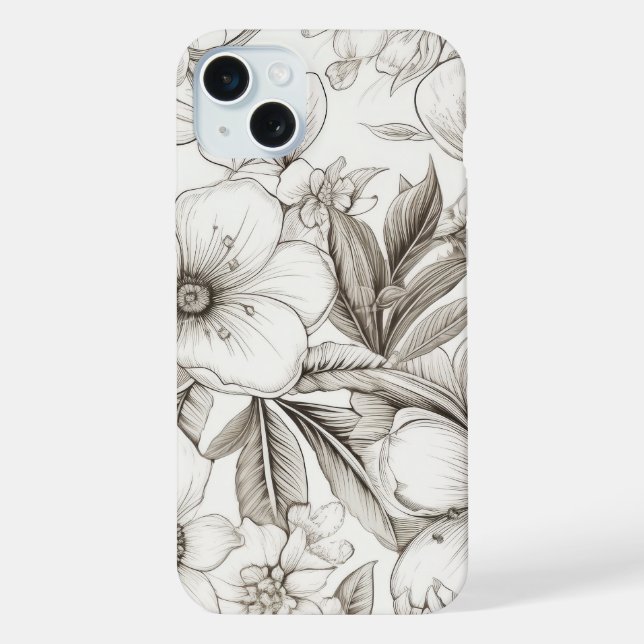 Vintage Floral Sepia Pattern (11) iPhone Case (Back)