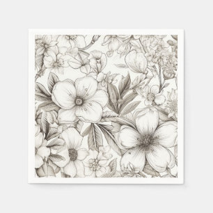 Vintage Floral Sepia Pattern (11) Napkin