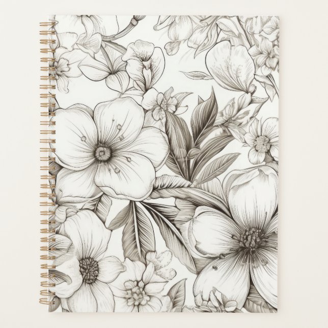 Vintage Floral Sepia Pattern (11) Planner (Front)