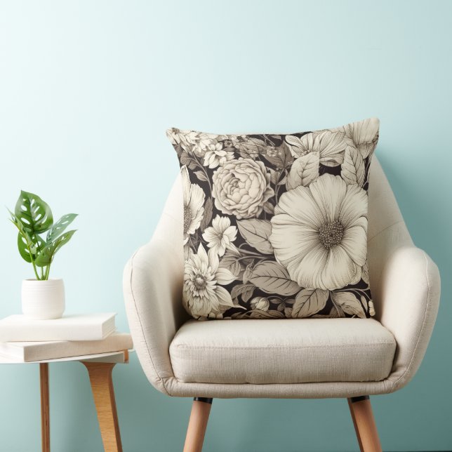 Vintage Floral Sepia Pattern (12) Cushion (Chair)