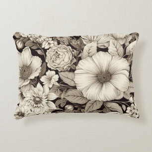 Vintage Floral Sepia Pattern (12) Decorative Cushion