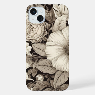 Vintage Floral Sepia Pattern (12) iPhone 15 Plus Case