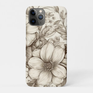 Vintage Floral Sepia Pattern (13) iPhone 11 Pro Case