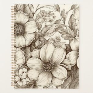 Vintage Floral Sepia Pattern (13) Planner