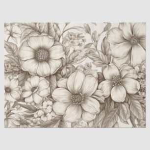 Vintage Floral Sepia Pattern (13) Tissue Paper