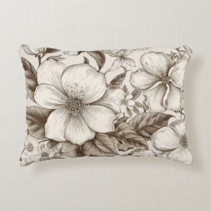 Vintage Floral Sepia Pattern (14) Decorative Cushion