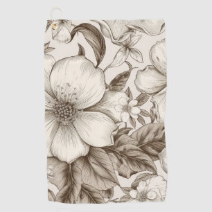 Vintage Floral Sepia Pattern (14) Golf Towel