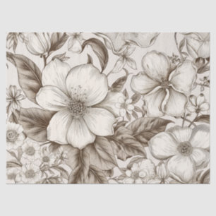 Vintage Floral Sepia Pattern (14) Tissue Paper