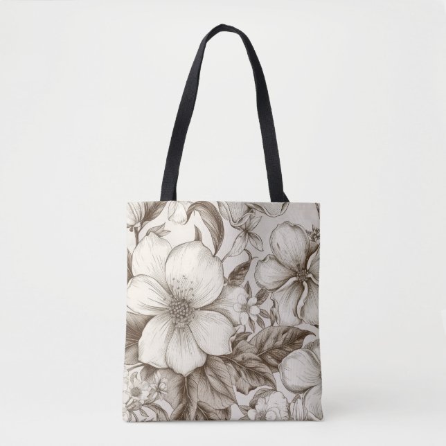 Vintage Floral Sepia Pattern (14) Tote Bag (Front)