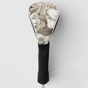Vintage Floral Sepia Pattern (15) Golf Head Cover