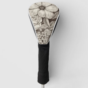 Vintage Floral Sepia Pattern (1) Golf Head Cover