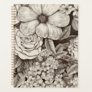 Vintage Floral Sepia Pattern (1) Planner
