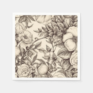 Vintage Floral Sepia Pattern (2) Napkin