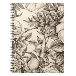 Vintage Floral Sepia Pattern (2) Notebook