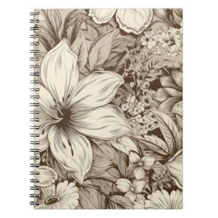 Vintage Floral Sepia Pattern (3) Notebook