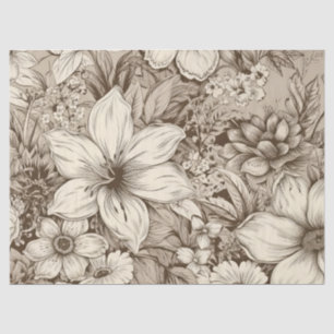 Vintage Floral Sepia Pattern (3) Tissue Paper