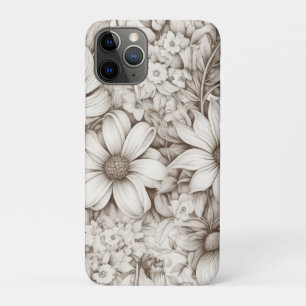 Vintage Floral Sepia Pattern (5) iPhone 11 Pro Case
