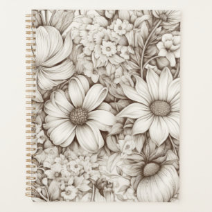 Vintage Floral Sepia Pattern (5) Planner