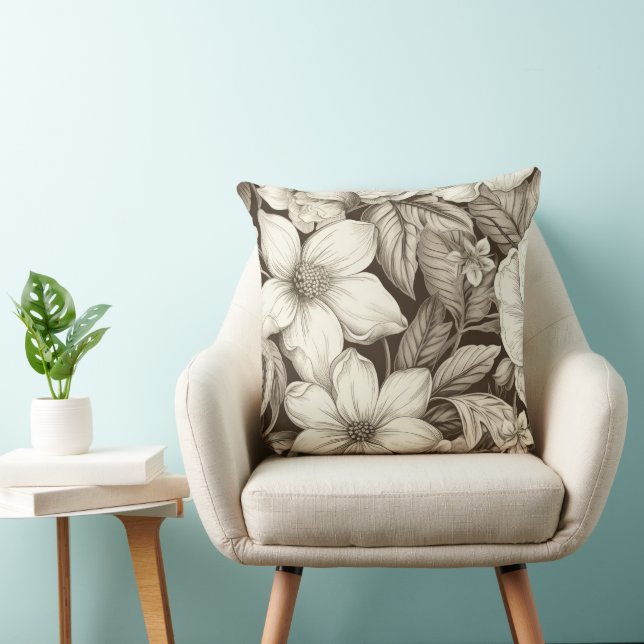 Vintage Floral Sepia Pattern (6) Cushion (Chair)