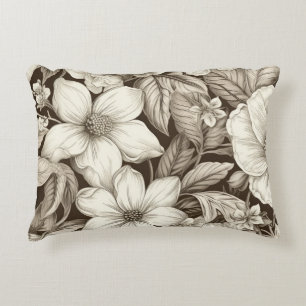 Vintage Floral Sepia Pattern (6) Decorative Cushion