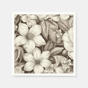 Vintage Floral Sepia Pattern (6) Napkin