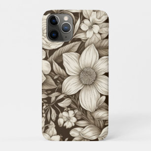 Vintage Floral Sepia Pattern (7) iPhone 11 Pro Case
