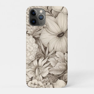 Vintage Floral Sepia Pattern (8) iPhone 11 Pro Case
