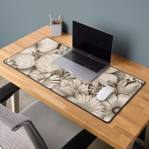 Vintage Floral Sepia Pattern (8) Desk Mat