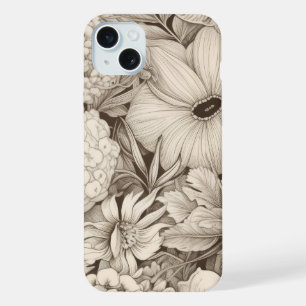 Vintage Floral Sepia Pattern (8) iPhone 15 Plus Case