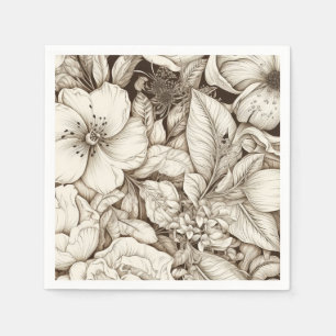 Vintage Floral Sepia Pattern (9) Napkin