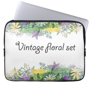 Vintage floral set laptop sleeve