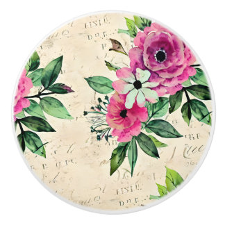 Vintage Floral Shabby Chic Ceramic Knob