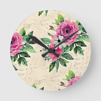 Vintage Floral Shabby Chic Round Clock