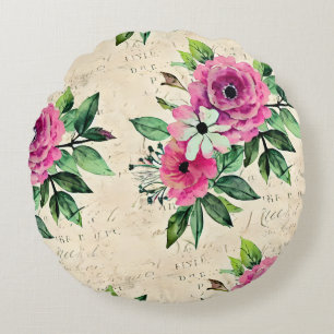 Vintage Floral Shabby Chic Round Cushion