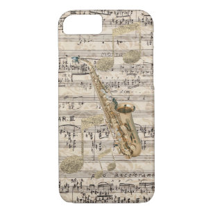 Vintage Floral Sheet Music Saxophone & Gold Music Case-Mate iPhone Case