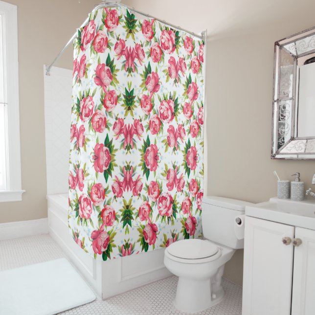 vintage floral shower curtain (In Situ)