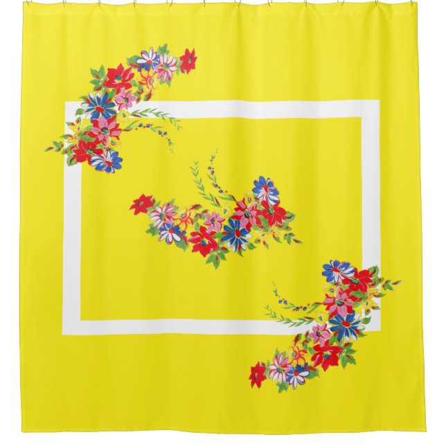 Vintage Floral Shower Curtain (Front)