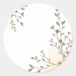 Vintage Floral Silhouettes with Delicate Leaves  Classic Round Sticker