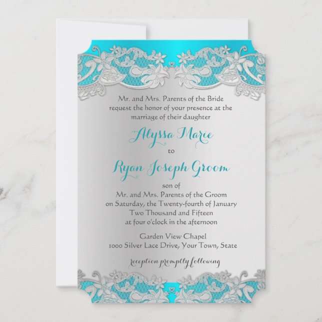 Vintage Floral Silver Design Invitation (Front)