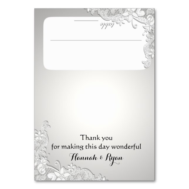 Vintage Floral Silver Grey Seating Card (Front)