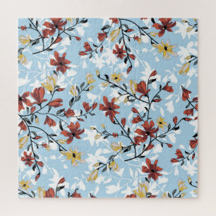Vintage Floral: Simple Fabric Background. Jigsaw Puzzle