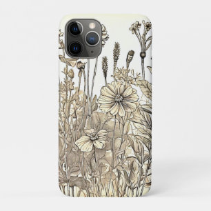 Vintage Floral Sketch Design iPhone 11 Pro Case