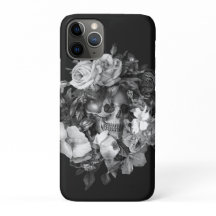 Vintage Floral Skull Black & White Customisable