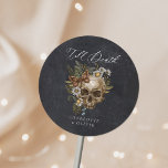 Vintage Floral Skull & Butterfly Gothic Wedding Classic Round Sticker<br><div class="desc">Vintage Floral Skull & Butterfly Gothic Wedding Classic Round Sticker</div>