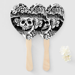 Vintage Floral Skull Halloween Hand Fan