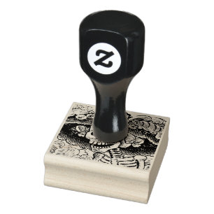 Vintage Floral Skull Halloween Rubber Stamp