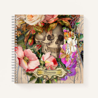 Vintage Floral Skull Notebook